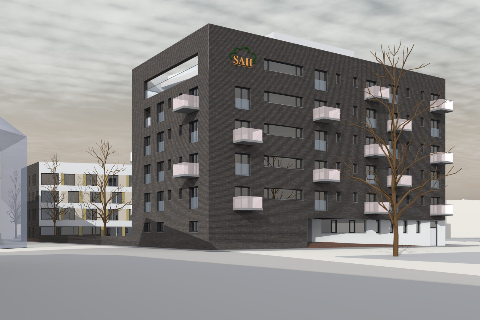 Neubau Altenwohnheim in Leipzig, Eutritzsch - Blick von der Straße