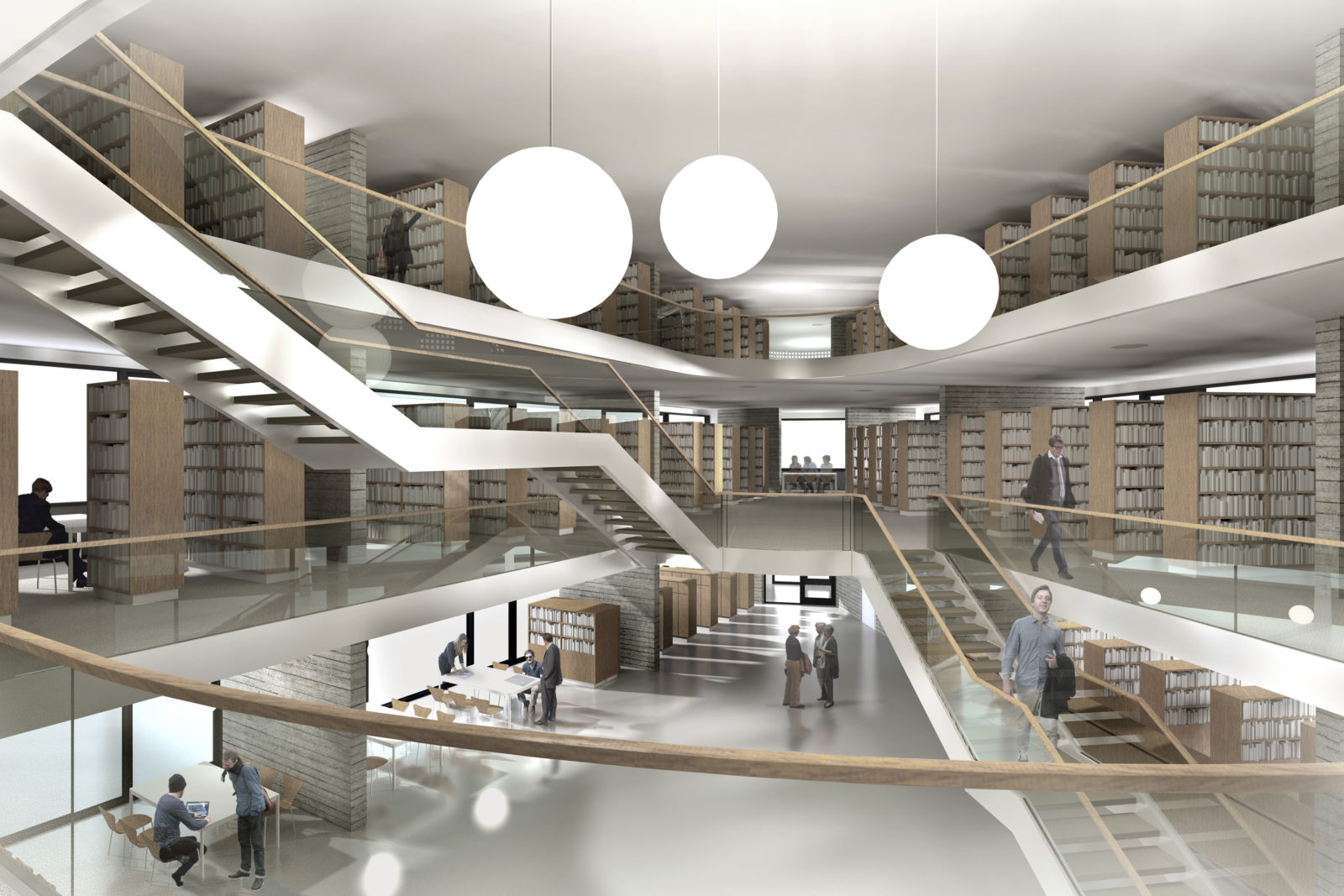 Wettbewerb Leibniz-Institut für Länderkunde in Leipzig, Zentrum - Innenraumperspektive