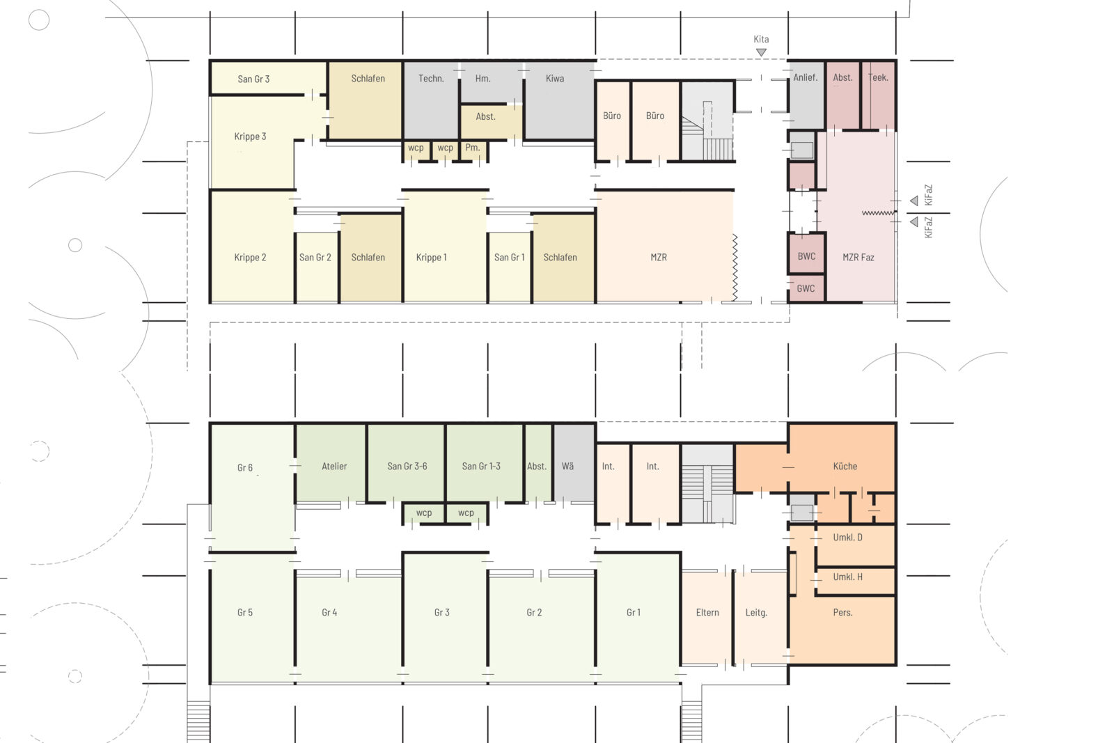 Neubau Kita und Familienzentrum Kändlerstraße - Grundrisse