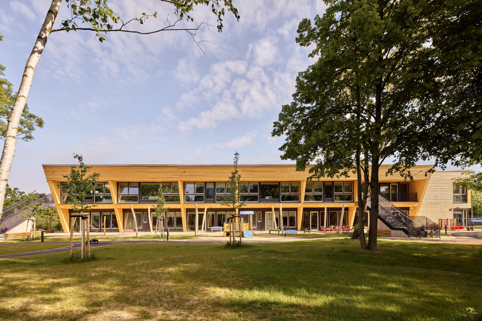 Neubau Kita und Familienzentrum Kändlerstraße - Gartenfassade